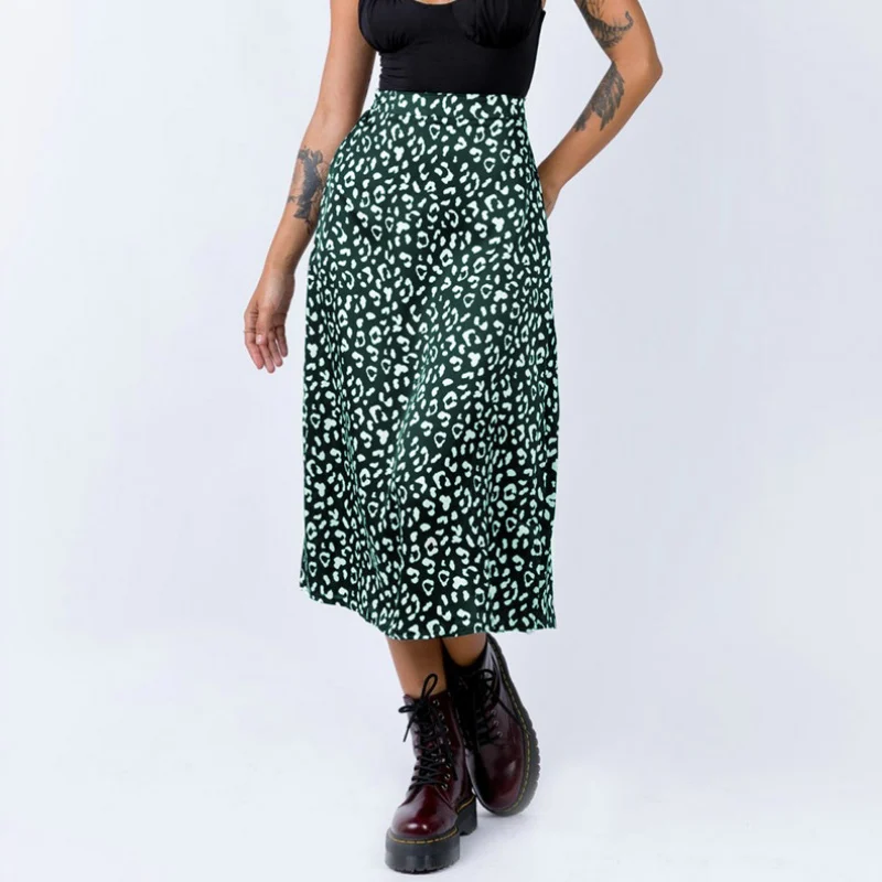 Женские юбки с разрезом и леопардовым принтом привлекательная модная юбка миди