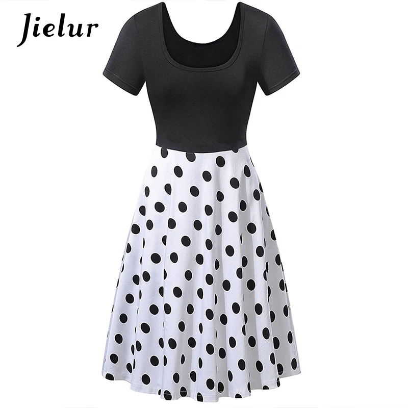 

Женское винтажное платье в горошек, с коротким рукавом и цветочным принтом