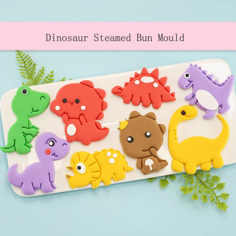

Dinosaur Cartoon Steamed Bun Mold Steamed Fruit Vegetable Colorful Pattern Pasta Baby Food Supplement Pasta Household Bake Tool