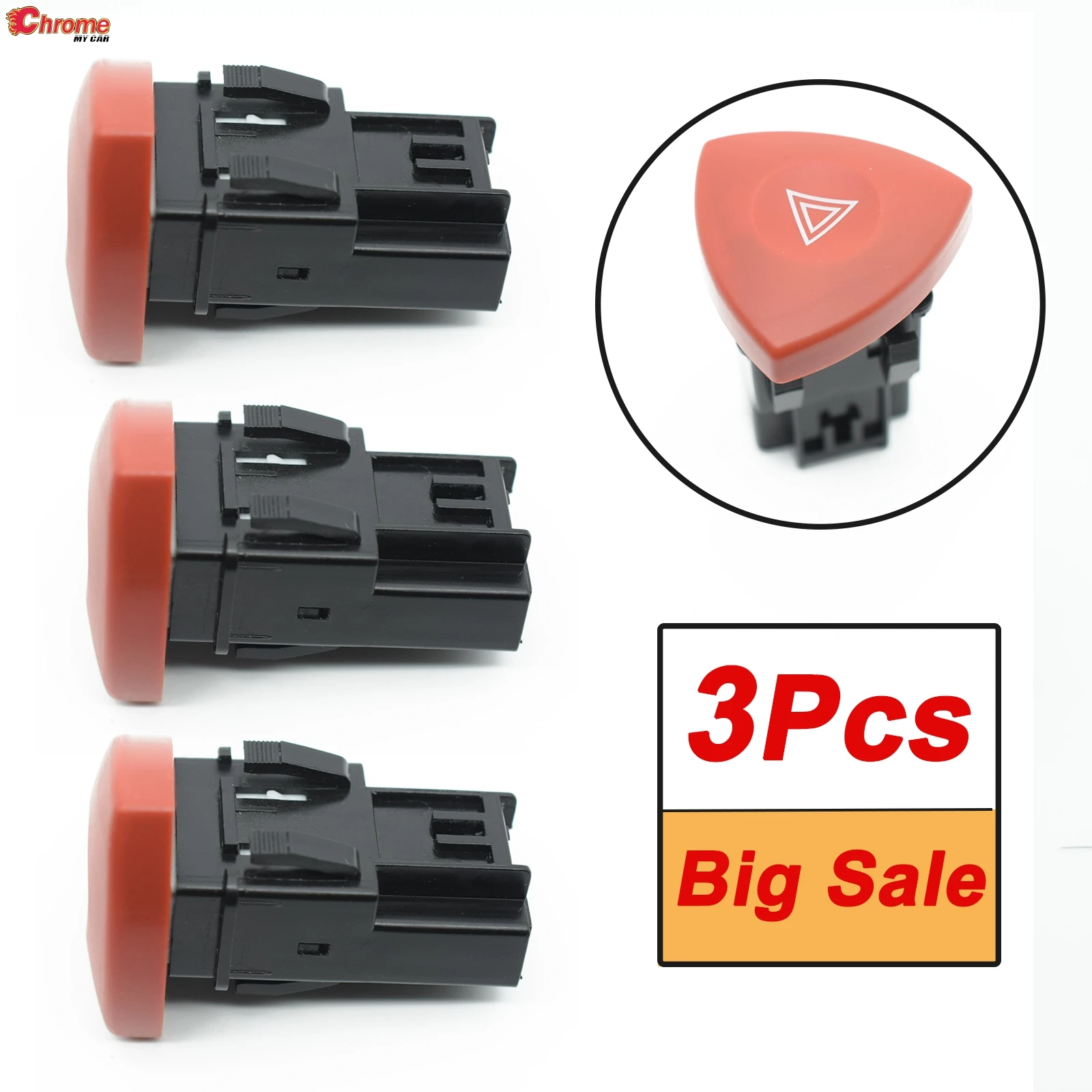 

3Pcs 8200442724 Emergency Hazard Warning Light Switch Button For Renault Master Laguna Trafic Escape Opel Vauxhall Movano Vivaro