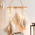 Гобелен из макраме в форме листа в стиле бохо настенная подвеска в эстетике богемный хлопковый веревочный гобелен художественный декоративный Декор для гостиной