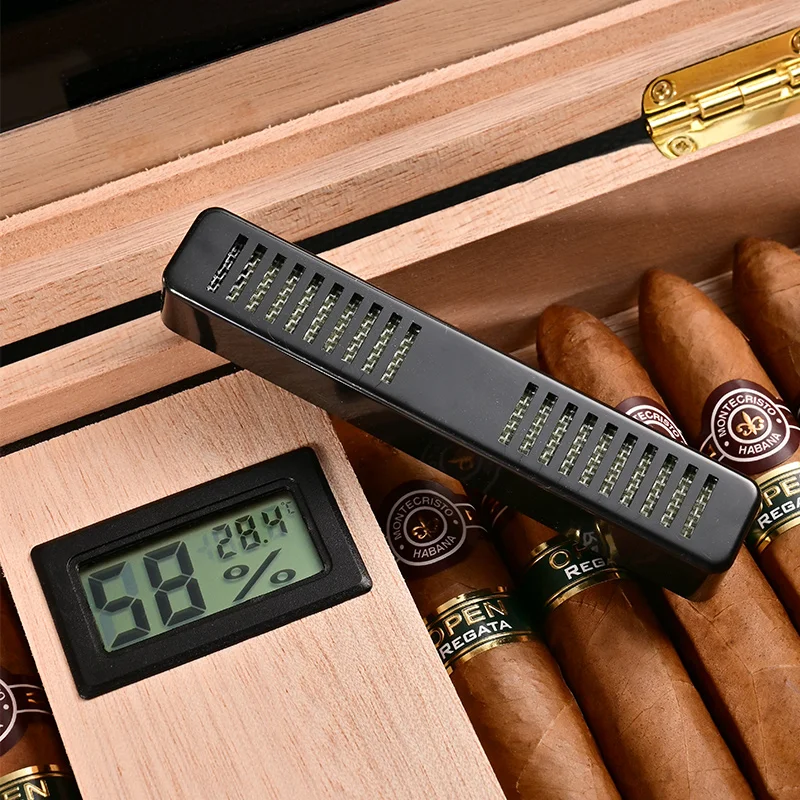 

Humidor moisturizing cedar wood dual-zone storage cigar box with hygrometer humidifier