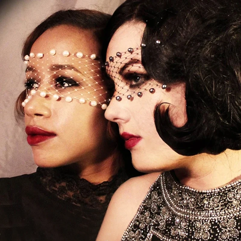 

Женская маска-вуаль Mystic с черным жемчугом, Ювелирное Украшение для косплея, маска для выпускного вечера с кристаллами, маска с вуалью, аксессуары для лица