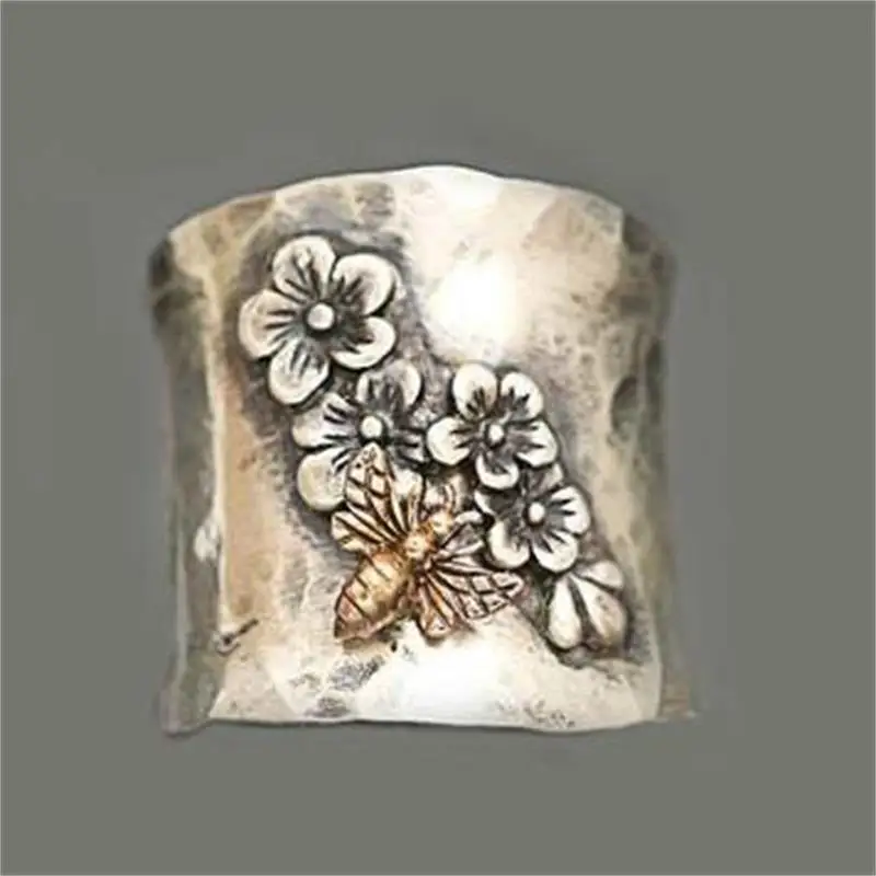 

Simple Retro Bee Butterfly Diamond Ring Boho Style Wide Version Women's Ring Engagement Jewelry Party Gift Girl Accessory