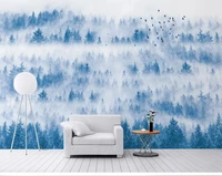 customized photo mural wallpaper 3d new chinese cloud and mist pine forest mist pine zen bird bedroom tv sofa background wall