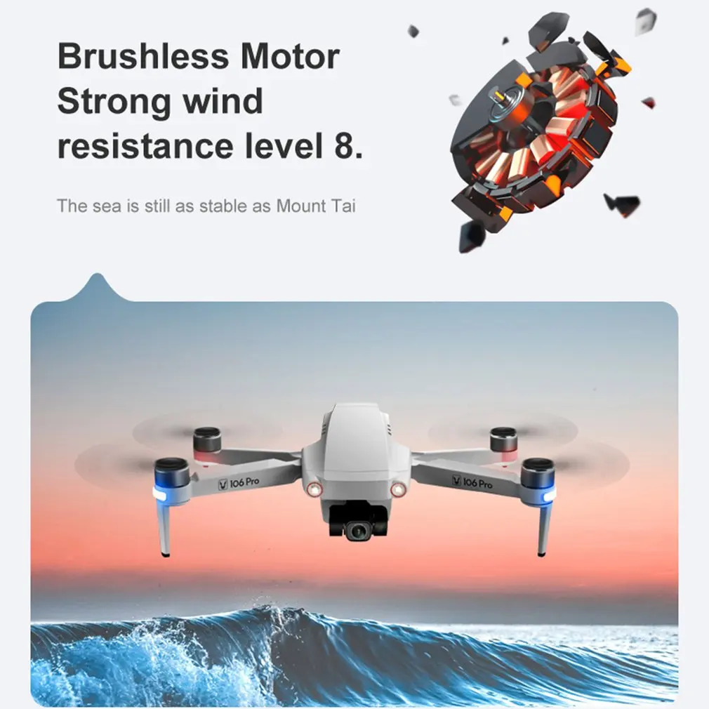 

2021 New Three-Axis Anti-Shake Gimbal Drone 106Pro GPS With 4K HD 5G WiFi FPV Rc Drones Brushless quadcopter Gift For Kids