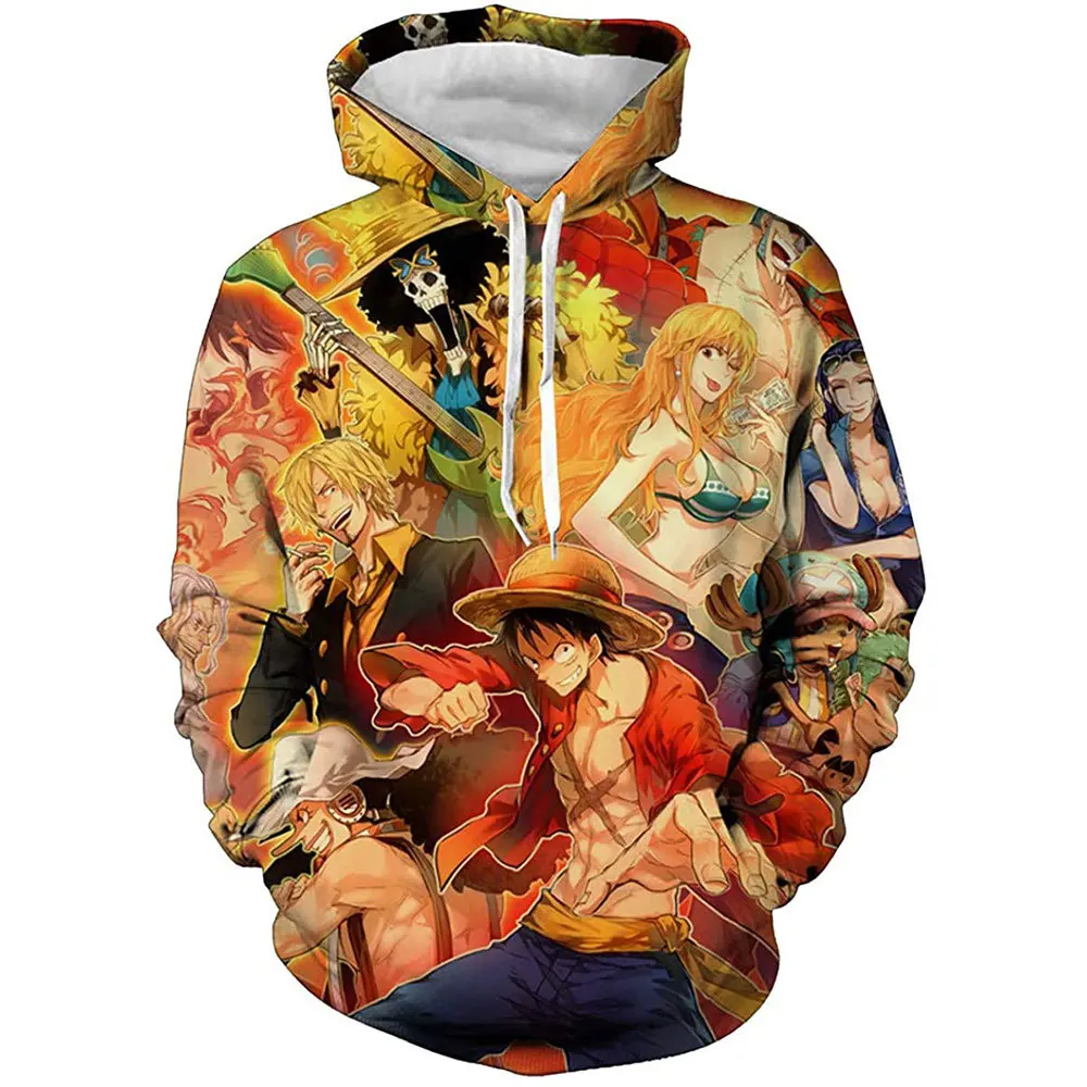 

One Piece Luffy Hoodies Men Casual Homme Fleece Pullover Japanese Anime Printed Male Streetwear Clothing Autumn Winter Tops Men