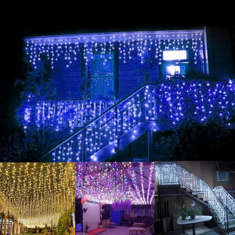 

New Year 2022 Christmas Curtain Lights Christmas Decorations for Outdoor Garden Decor Fairy Garland Christmas Ornaments Navidad