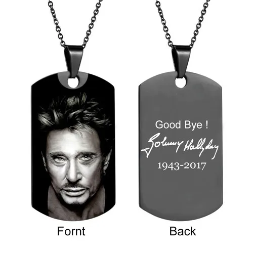 Black 48mm tag Ожерелье с именем Джони Халлидей, на заказ, сердце, ID тег, хип-хоп, персонализированная цепочка из нержавеющей стали, золото, серебро, для женщин и мужчин, ювелирные изделия - Окраска металла: Black 48mm tag