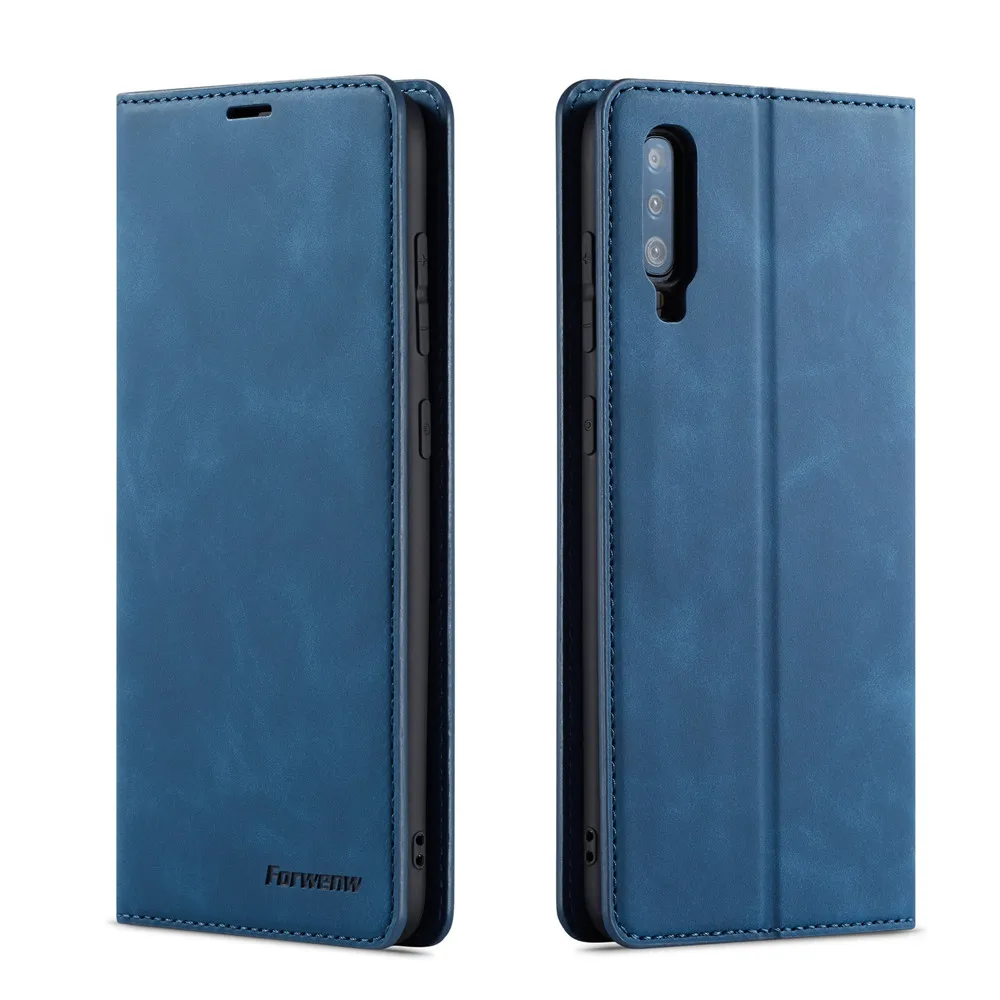 blue Чехол для samsung Galaxy A50 A70 A30 A40 A 30 50 70 40 откидной кожаный чехол-книжка роскошный бизнес Магнитный кошелек держатель чехол s - Цвет: blue