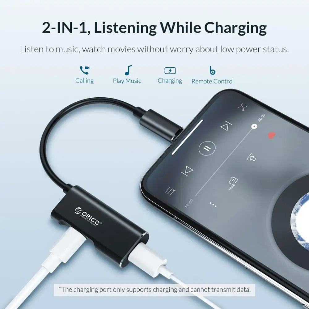 ORICO адаптер для наушников iphone 3 5 мм разъем зарядное устройство сплиттер AUX аудио