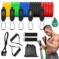 150lb 11pcs latex resistance bands set rubber elastic fitness bands yoga tubes pull rope workout gym equipment for home with bag