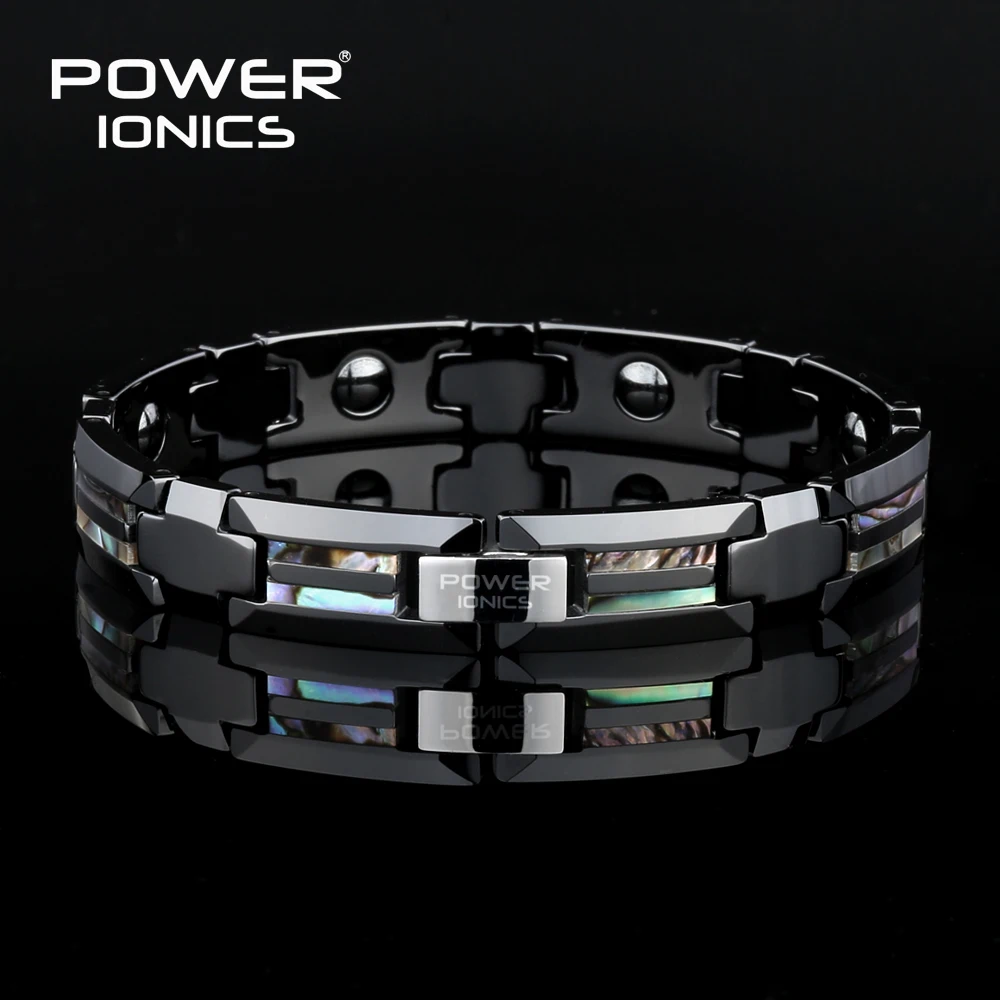 Магнитный браслет Power Ionics черный керамический из натуральной раковины унисекс