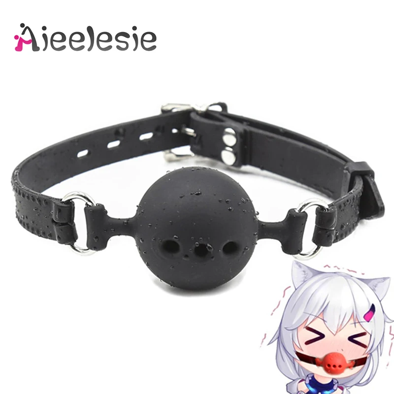 Пара силиконовых кляпов для рта с мячом для слюней BDSM Bondage Restraints Open Breathable Sex Harness Toys for Women Accessories.