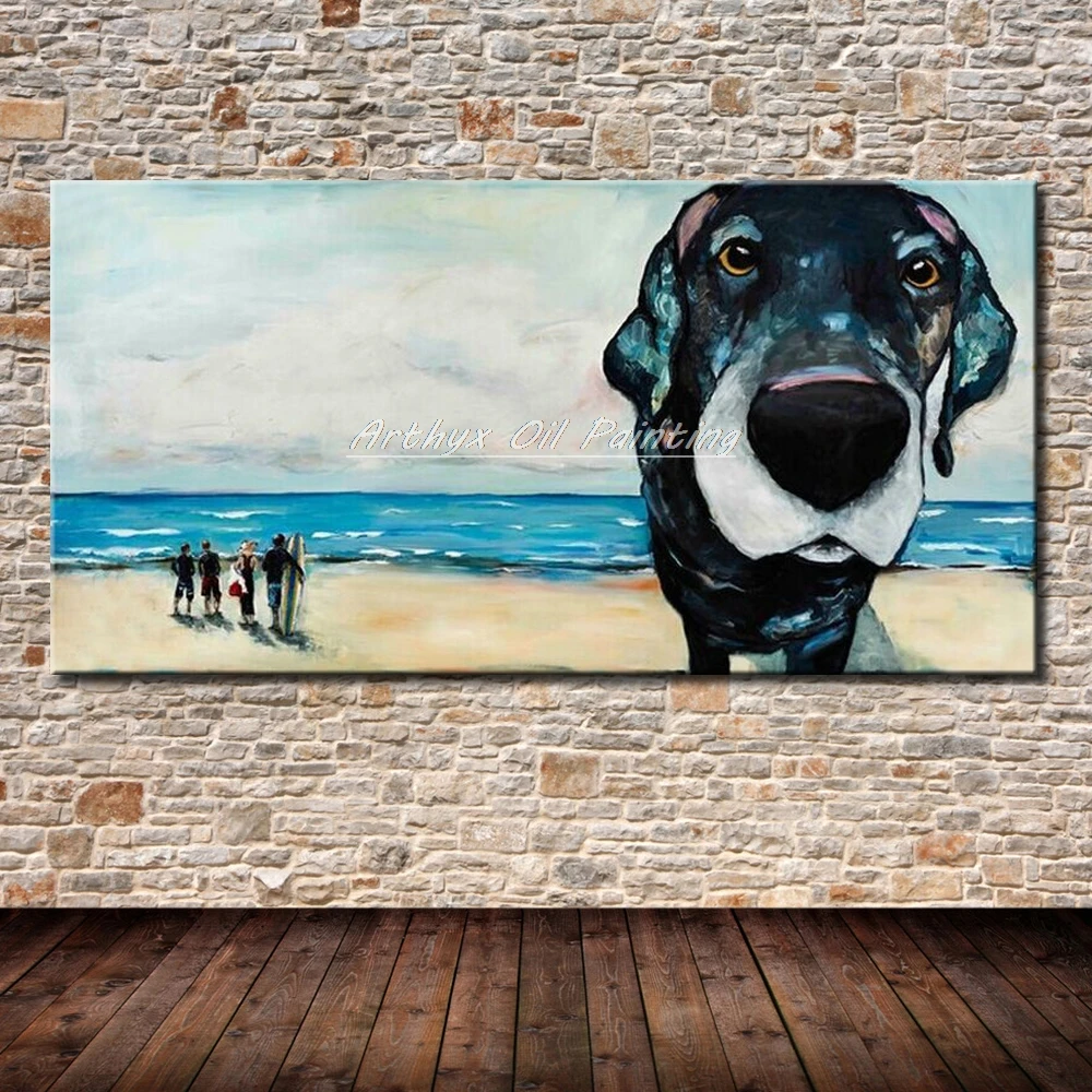 

Артикс, картины, ручная роспись, картина маслом на холсте, современная абстрактная собака, животное, Настенная картина для гостиной, украшение для дома