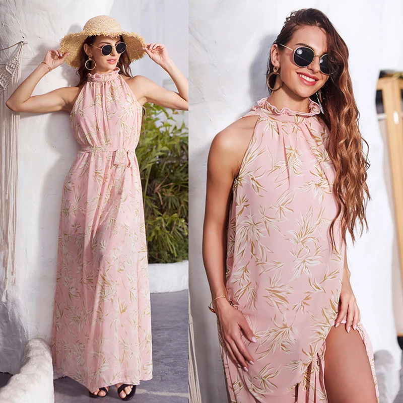 Vestidos de verano 2020 модное женское длинное платье макси с цветочным принтом в стиле