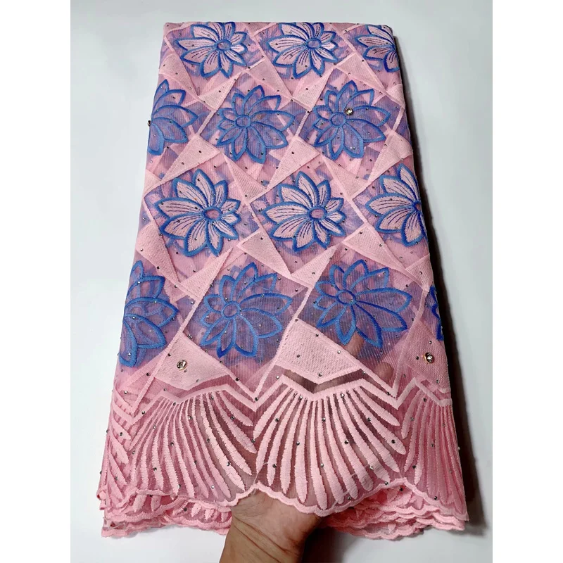 Африканская кружевная ткань высокого качества нигерийская чистая фиолетовая