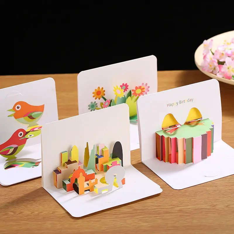 

Christmas card custom personalized creative paper carving three-dimensional handmade gift thank you birthday card 50pcs