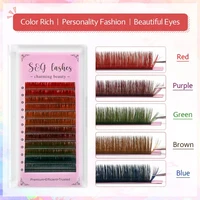 colorful easy fan personality eyelash 12 rows faux lash extension lashes matte for professional soft natural mink eyelashes