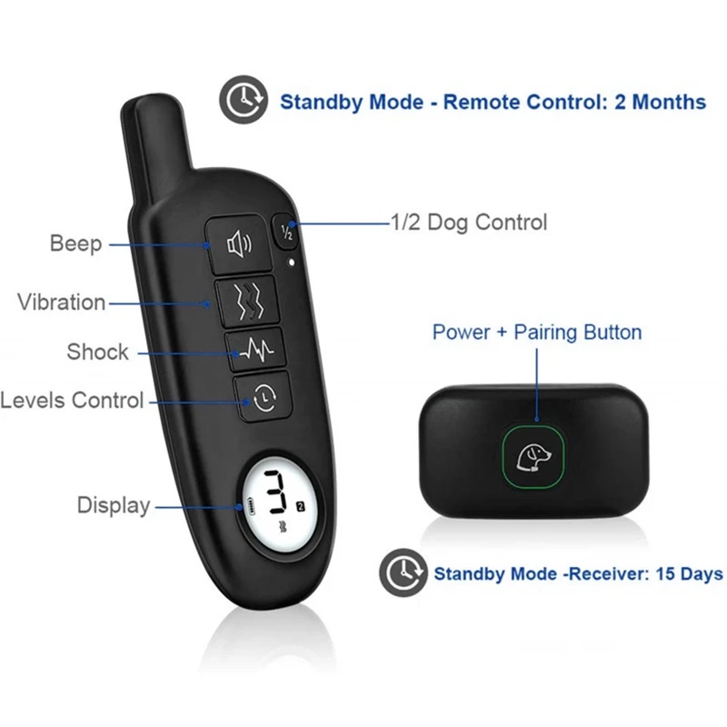 

Waterproof Dog Shock Collar Harmless Shock with 3 Training Modes for Puppy Gift No Skin Irritation Anti Barking Training