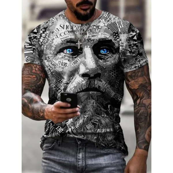 

Flag Pattern Street Style Round Neck Breathable All-match T-shirt Retro Style Printed T-shirt | Portrait | Bitcoin | Latest 2021