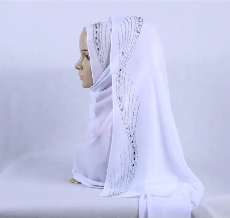 

Заводской магазин Премиум пузырьковый шифоновый хиджаб шарф для мусульманской женщины Блестящий Стразы исламский Тюрбан повязка на голов...