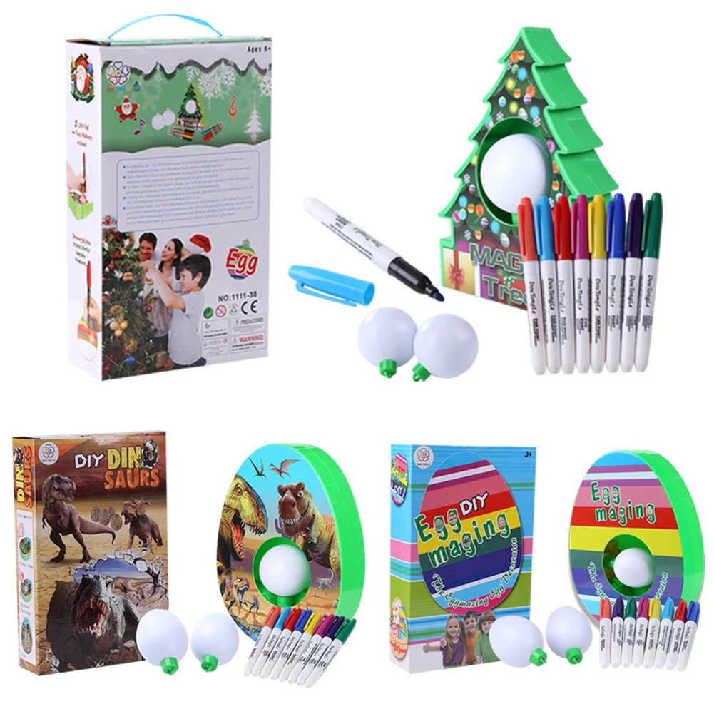 

Christmas Tree Graffiti Ball With Light Music DIY Hand-painted Egg Children's Gifts Electric Painted Decorative Toys