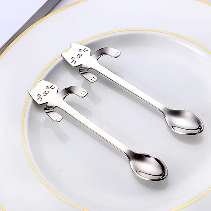 8 шт Нержавеющая сталь мини котенка ложки для Кофе Чай десерт напиток смешивания