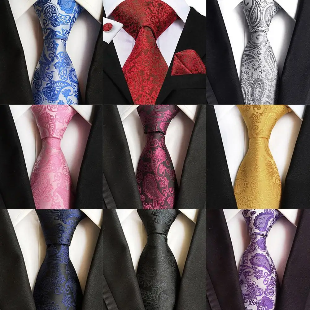 Мужской галстук синий красный черный серый золотой Шелковый Галстук Пейсли с