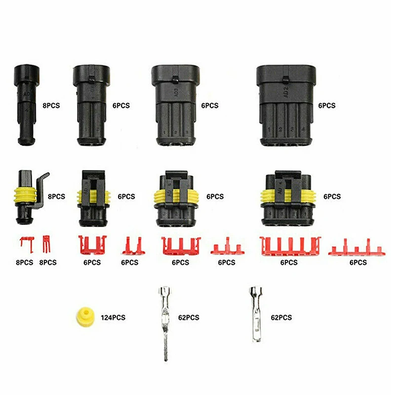 

352pcs HID Waterproof Connectors 1/2/3/4 Pin 26 Sets Car Electrical Wire Connector Plug Truck 300V 12A Fast Delivery