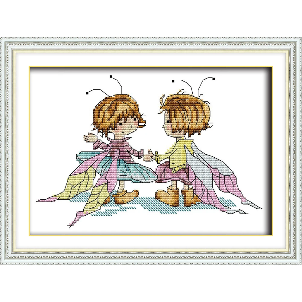 

Everlasting Love Butterfly Fairy Two Ecological Cotton Cross Stitch 11CT And 14CT Printed Christmas New Year