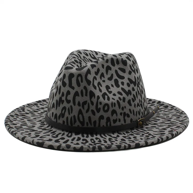 Seioum Unisex Men Women Fedora Hat With Belt Winter Autumn Wool Hat Wide Brim Hat Panama Jazz Hat