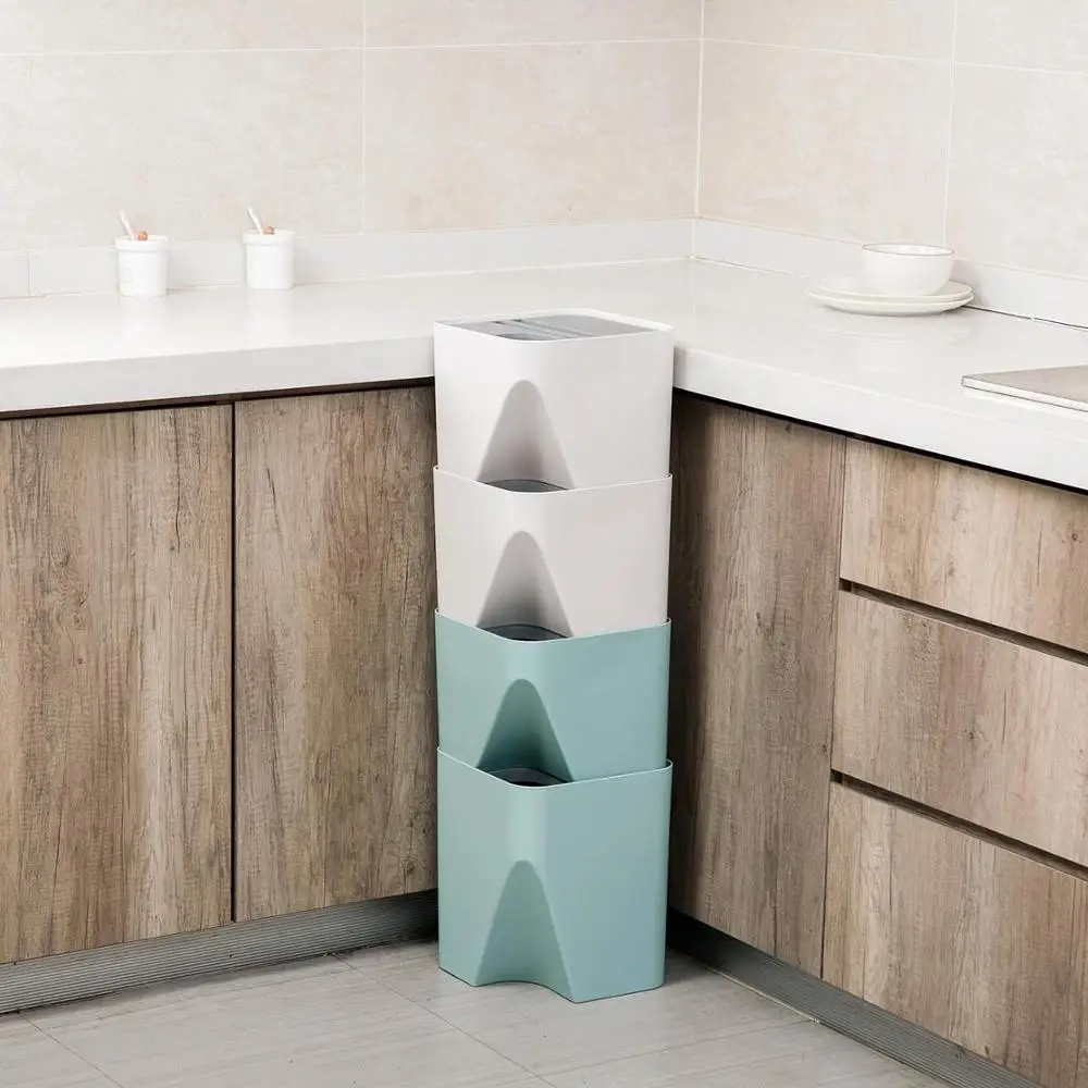 Штабелируемый кухонный мусорный бак корзина Сортировка мусорное ведро домашнее отделение для сухого и мокрого мусорного бака Бытовая мусорная корзина