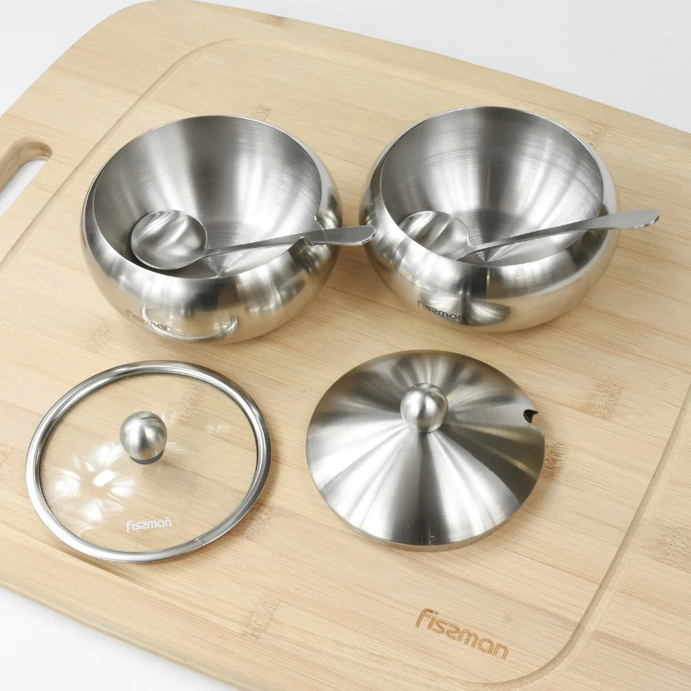 Сахарница с крышкой и ложкой Fissman шейкер для соуса баночка приправ|Сахарницы