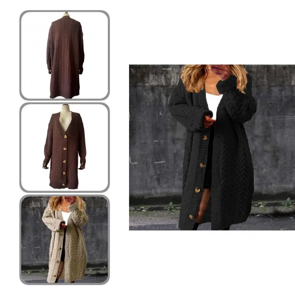 

Однобортное однотонное трикотажное пальто средней длины в уличном стиле