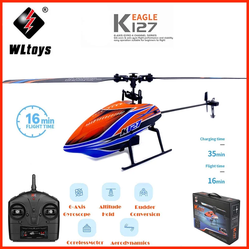 

WLtoys Helicopters K127 2.4Ghz 4CH 6-Aixs Gyroscope Single Blade Propellor Gyro Mini RC Helicotper For Kids Gift RC Toys V911