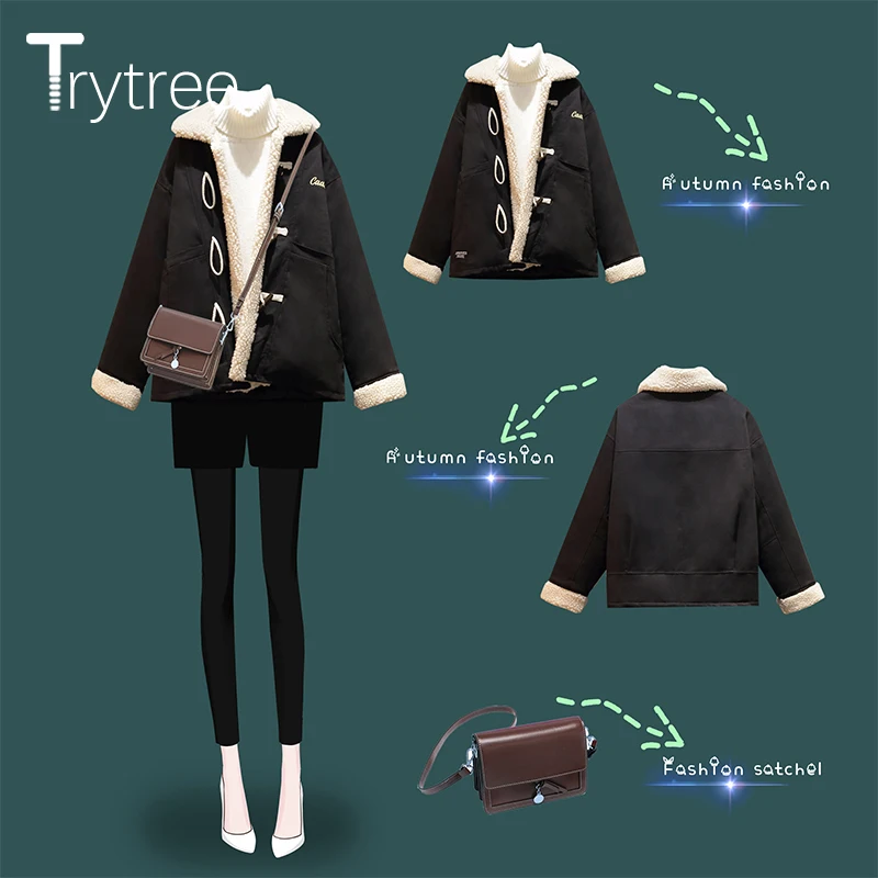 Trytree 2019 осеннее женское повседневное пальто с отложным воротником однобортное