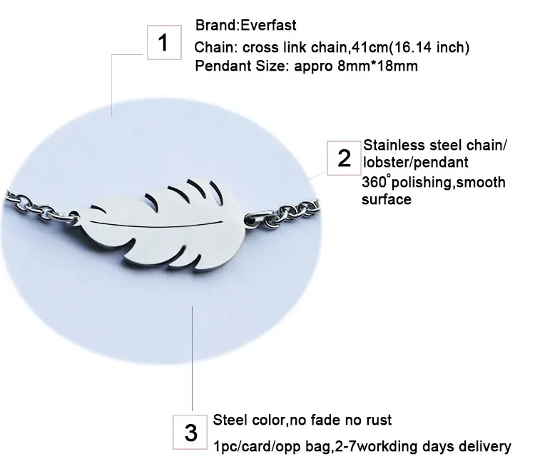 1 шт. браслет из нержавеющей стали с перьями | Украшения и аксессуары