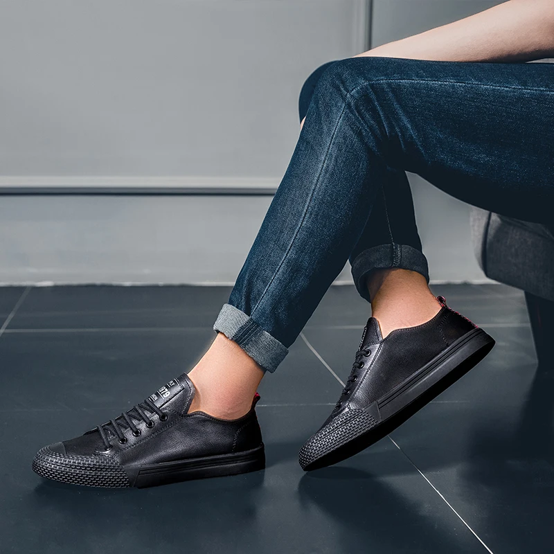 

Top Quality Mens Sneakers Genuine Leather Brand Handmade Casual Shoes Leisure Walking Shoes Spring Autumn Outdoor White Sneakers