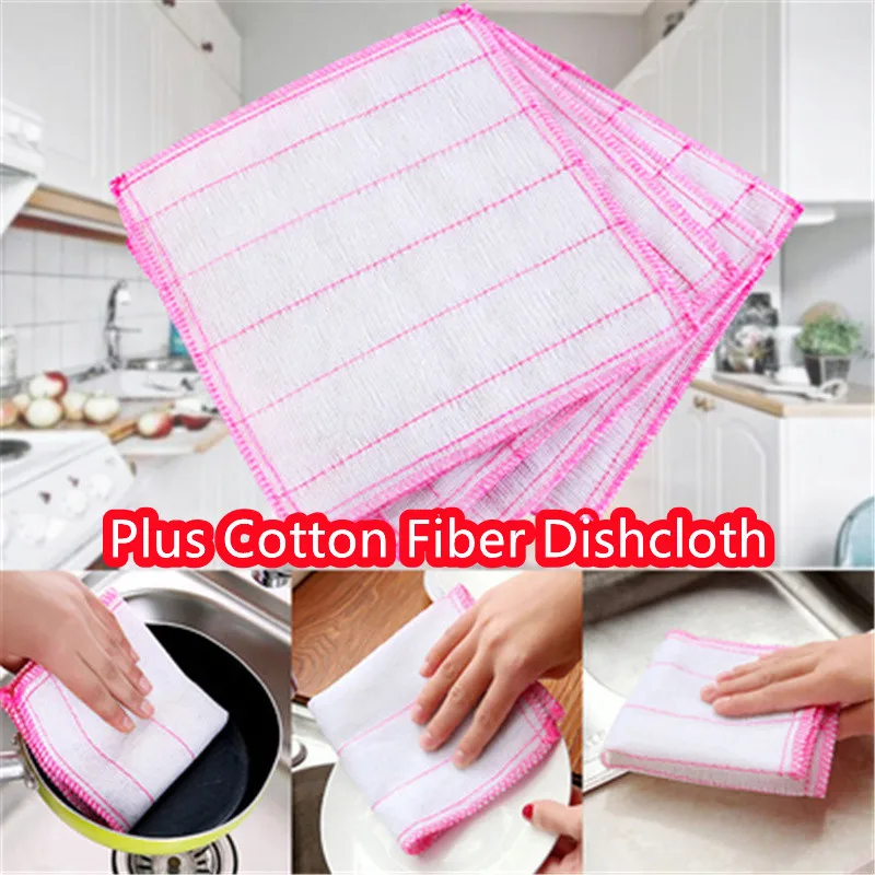 

2021 Household Cotton Gauze Dishclothes 5 Layers Encrypted Wood Fiber Oil-Free Cleaning Cloth Kitchen Rags