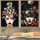 Скандинавский холст живопись для гостиной HD женщина с цветами на голове плакат tableau художественные современные декоративные картины Настенные художественные картины для украшения комнаты в скандинавском стиле