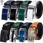 Мужские ремни Hi-Tie, черный, синий, зеленый, белый, оранжевый пояс из натуральной кожи, ремни с автоматическими пряжками, храповик, ремень для платья, джинсы