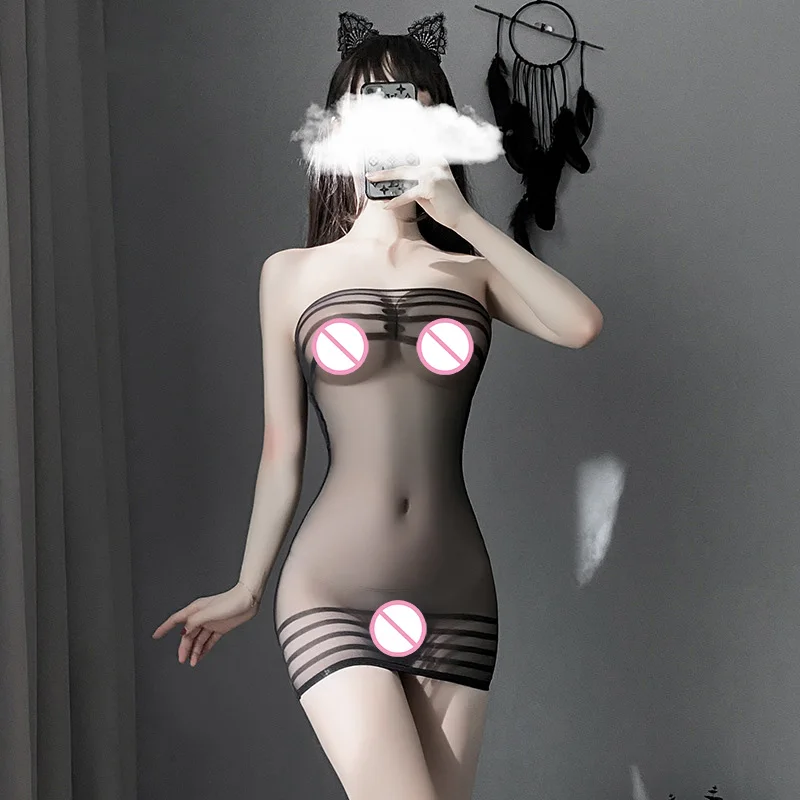 Женское нижнее белье в полоску сексуальное сетчатый топ прозрачное бондажное