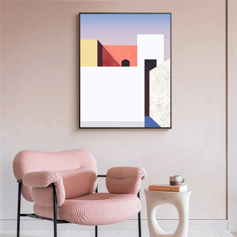

Nordic Minimalist Wall Art Poster and Print Colorful Building Line Canvas Painting Modern Aesthetic Living Room Home Decor