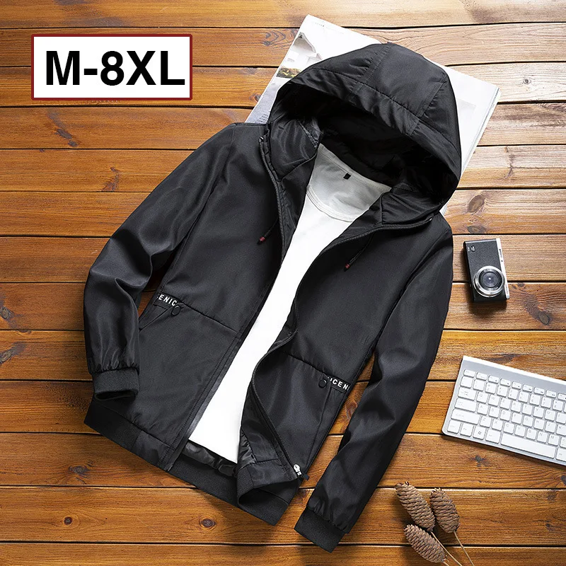 Однотонная мужская куртка повседневная демисезонная с воротником-стойкой 2020 6XL