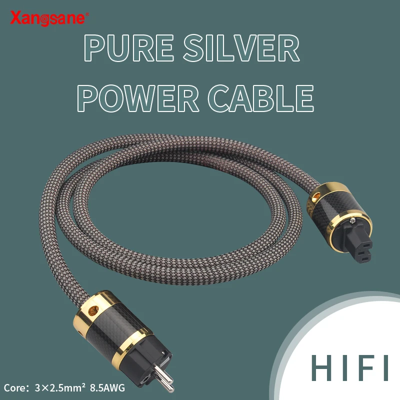 

Xangsane 6N 3*2.5mm² Pure Silver High-purity Audio Power cable Speaker Cable EU/US Red copper rhodium-plated platinum power plug