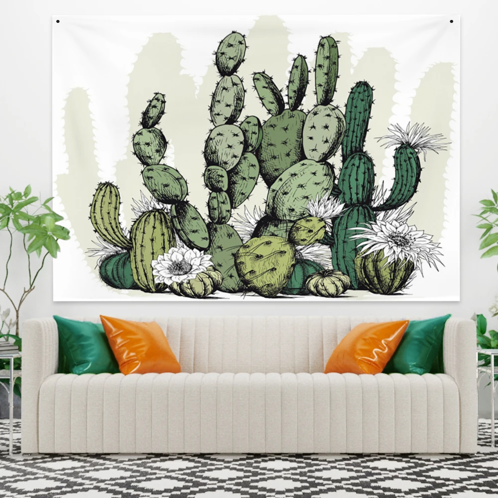 

Laeacco Tapestry Blankets Bedspread Wall-Hanging Cactus Watercolor Dorm Background Home-Decor Bohemian
