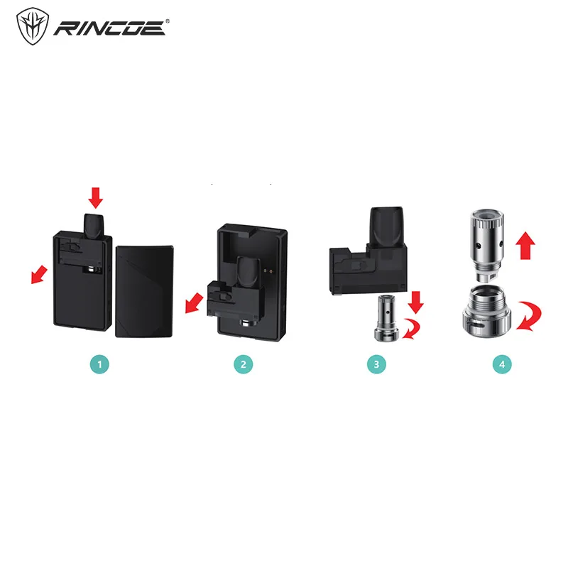 VAPE POD Комплект Rincoe Tix комплект 1000 мАч батарея 2 мл картридж регулируемый поток