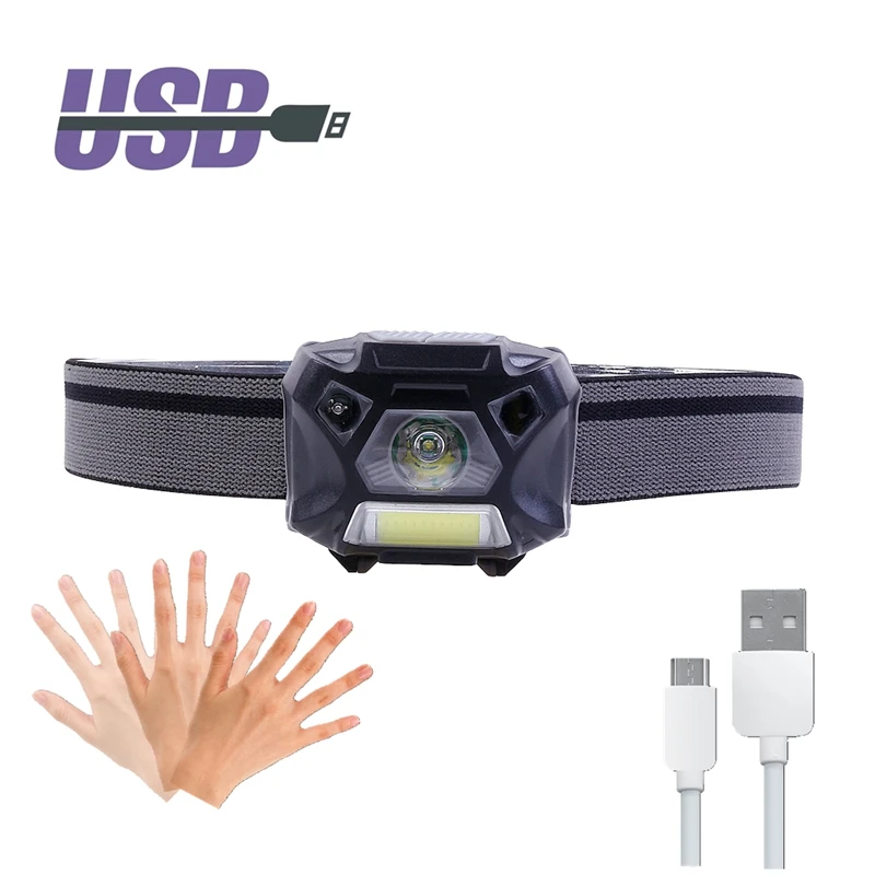 Налобный фонарь MingRay с зарядкой от USB супер яркий портативный датчиком освещения