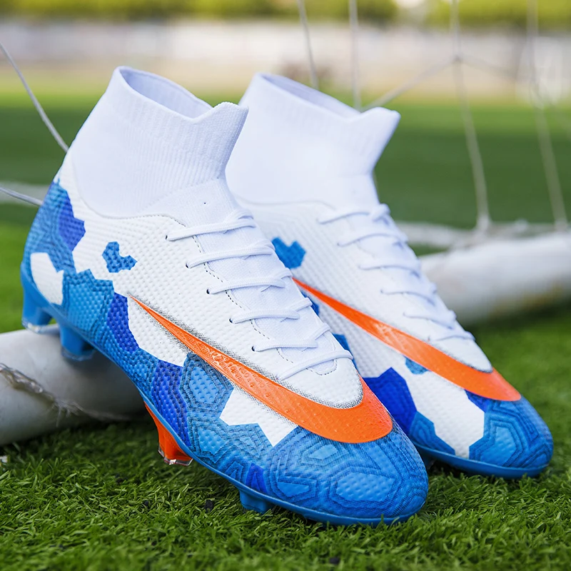 Outdoor Men Ultralight Soccer Shoes TF/FG Football Boots High Ankle Kids Non-Slip Cleats Training Sport Futsal Sneakers Size 45